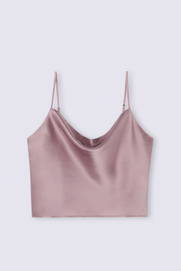 Camiseta sin Manga Intimissimi Silk Crop Camisole Mujer Rosas | XHAZ-73920