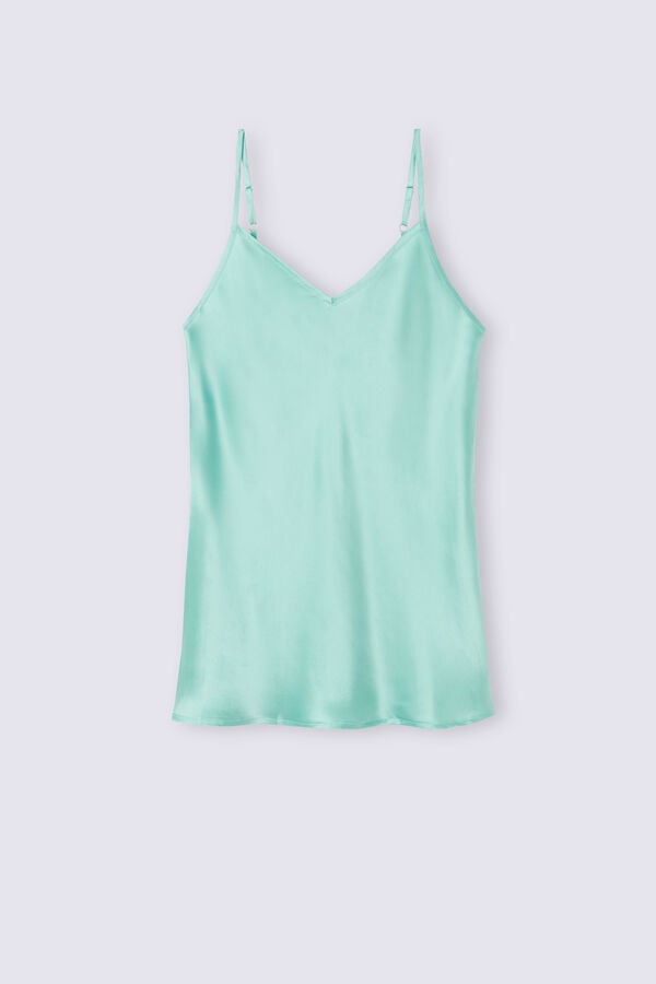 Camiseta sin Manga Intimissimi Silk Satin With V-Neckline Mujer Verdes | PMFI-70296