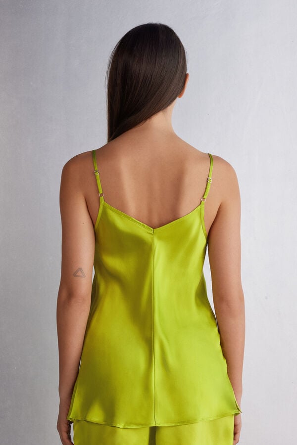 Camiseta sin Manga Intimissimi Silk Satin With V-Neckline Mujer Verdes | LTYW-81206