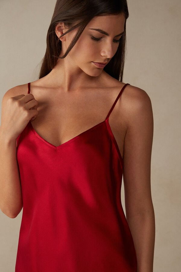 Camiseta sin Manga Intimissimi Silk Satin With V-Neckline Mujer Rojos | PXGF-83970