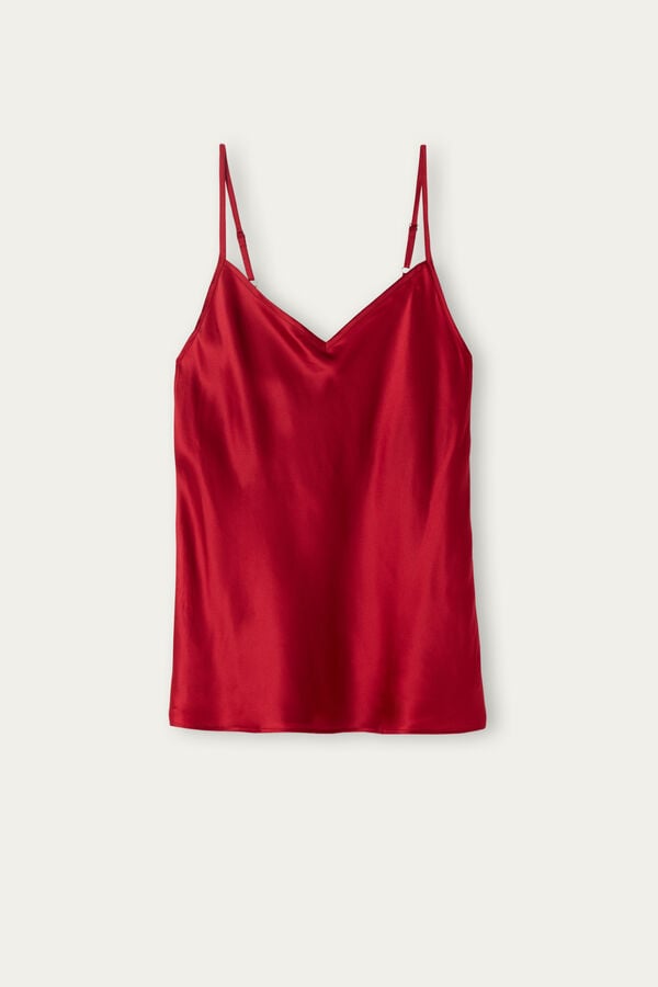 Camiseta sin Manga Intimissimi Silk Satin With V-Neckline Mujer Rojos | PXGF-83970