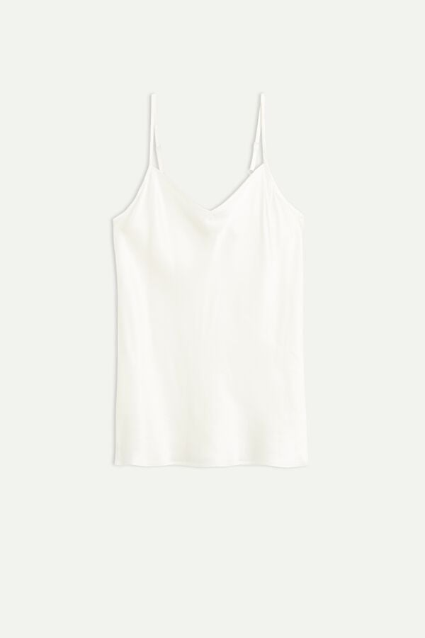 Camiseta sin Manga Intimissimi Silk Satin With V-Neckline Mujer Blancos | YECW-80697