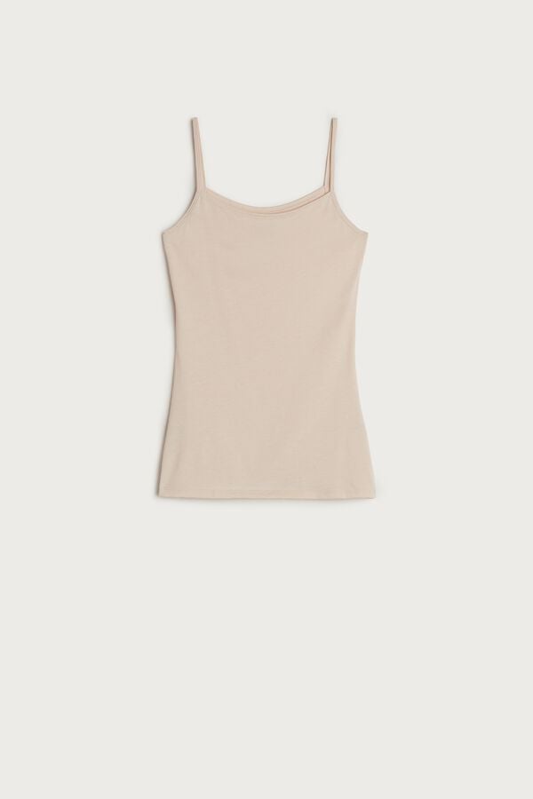 Camiseta sin Manga Intimissimi Ultrafresh Cotton Camisole Mujer Creme Rosas | UNOQ-82049