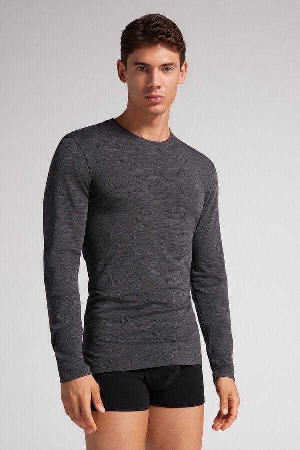 Manga Larga Intimissimi Crew-Neck Merino-Wool Hombre Grises | KRLZ-62594