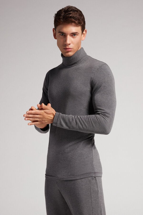 Manga Larga Intimissimi High-Neck Modal-Cashmere Hombre Grises Oscuro | ENHM-47932