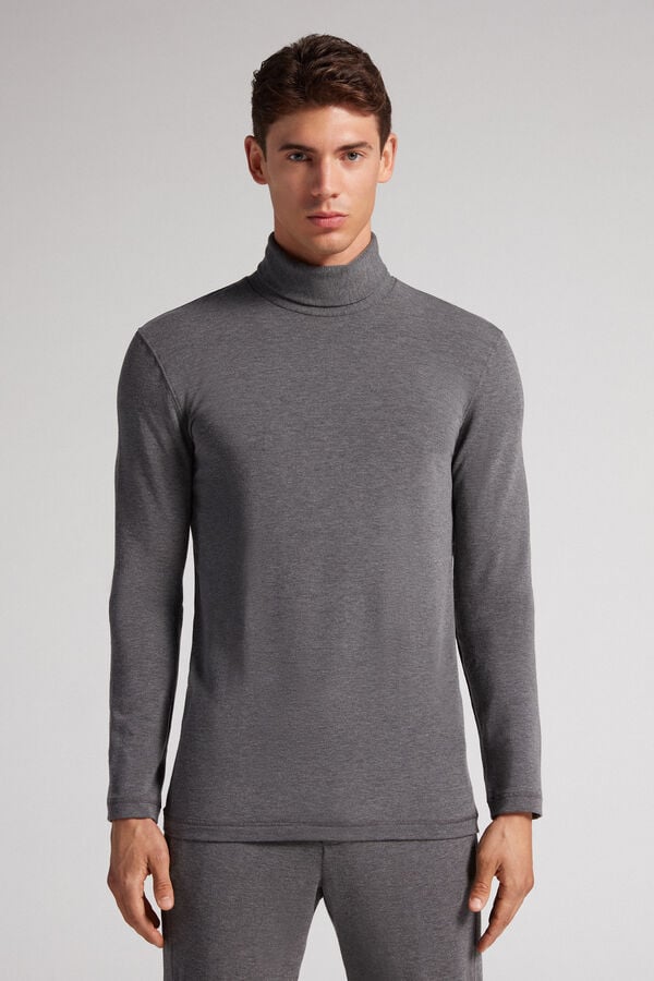 Manga Larga Intimissimi High-Neck Modal-Cashmere Hombre Grises Oscuro | ENHM-47932