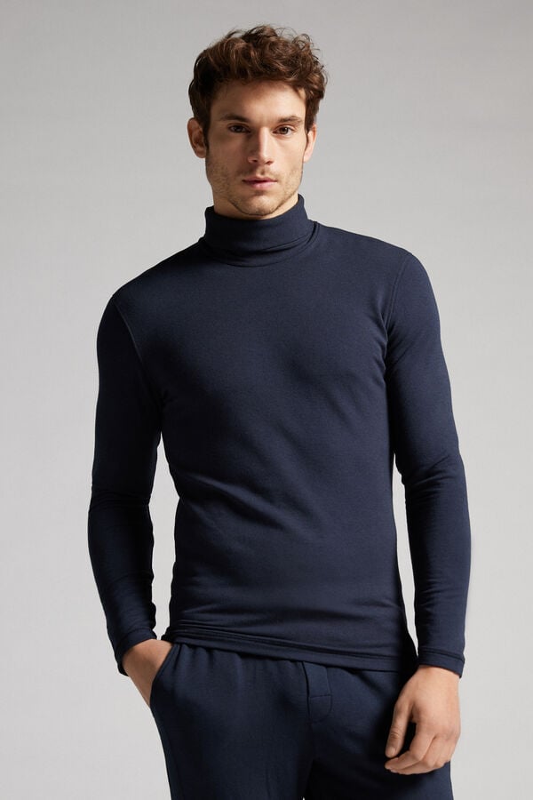 Manga Larga Intimissimi High-Neck Modal-Cashmere Hombre Negros | FDWI-24316