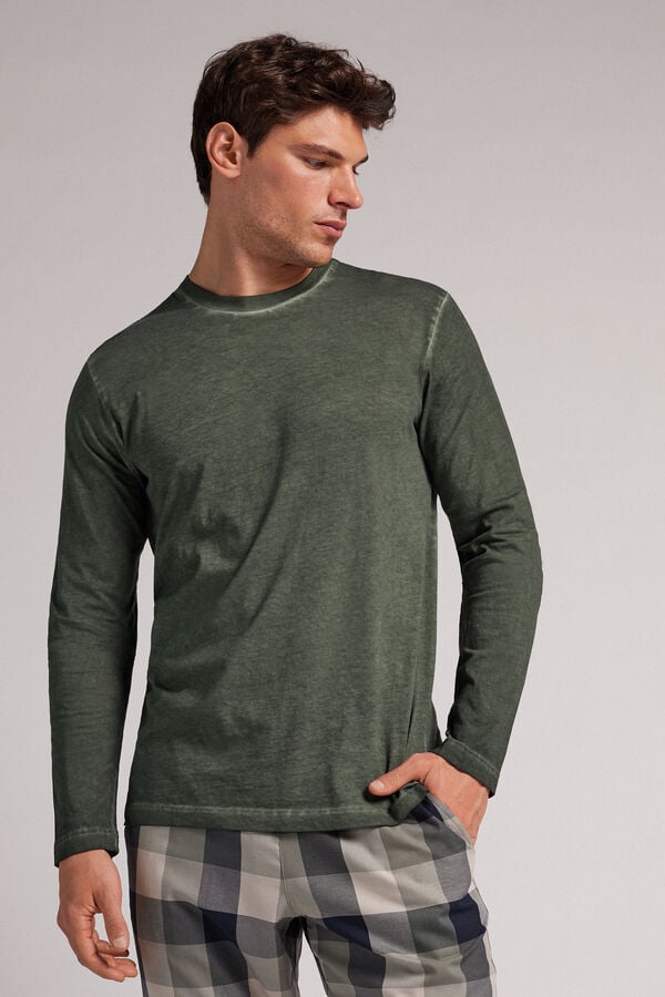 Manga Larga Intimissimi Washed Collection Cotton Hombre Verdes | EWCL-41520