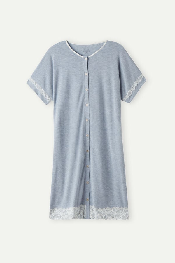 Pijama Intimissimi Lace Trim Button Up Mujer Azules Claro | PNDA-81396