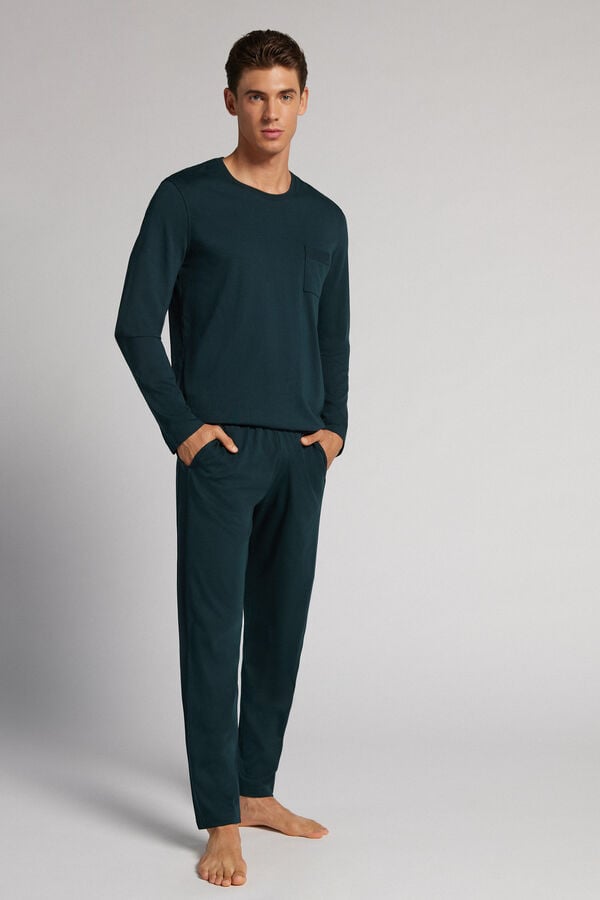 Pijama Intimissimi Superior Cotton Full Length Hombre Verdes Oscuro | YEJX-59103