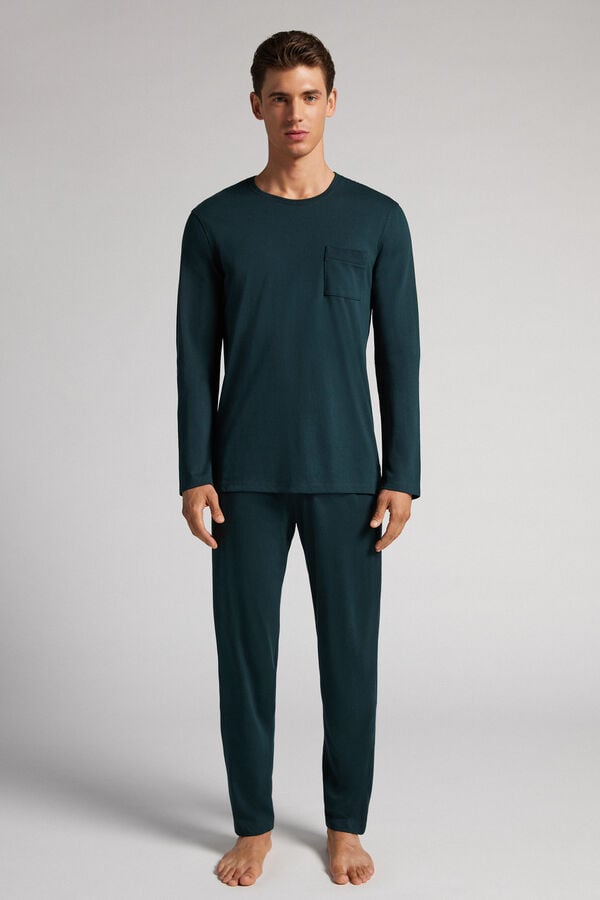 Pijama Intimissimi Superior Cotton Full Length Hombre Verdes Oscuro | YEJX-59103