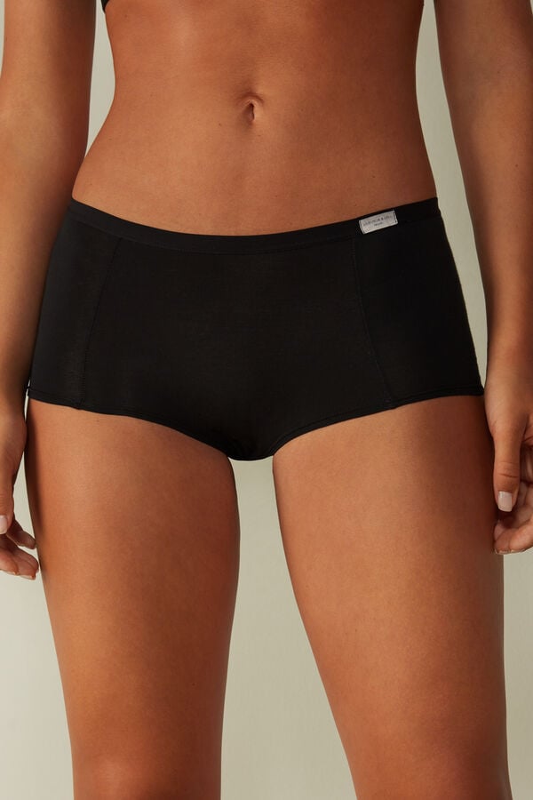 Short Intimissimi Cotton Boyshorts Mujer Negros | CRNX-31682