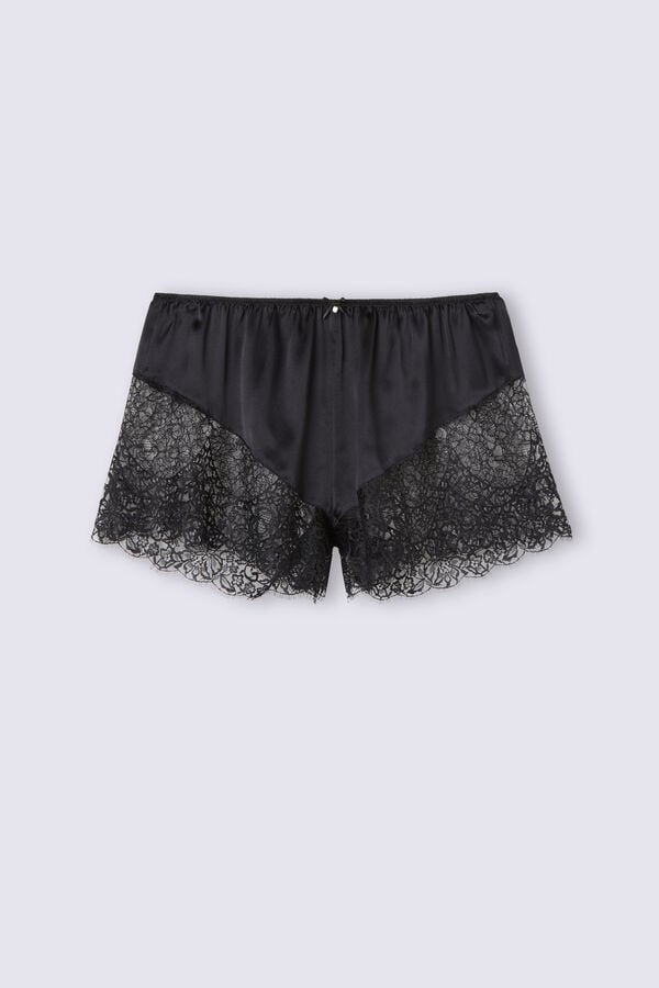 Short Intimissimi Living In Luxe Silk And Lace Mujer Negros | GRID-34157