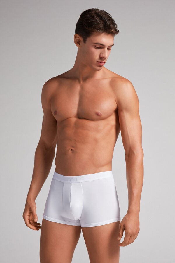 Short Intimissimi Microfiber Logo Hombre Blancos | JDCG-07935