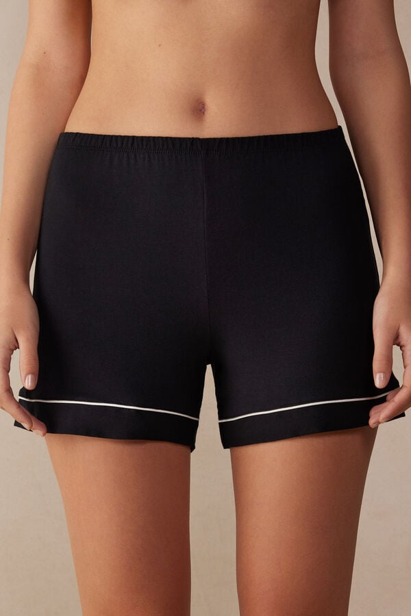 Short Intimissimi Modal With Contrast Trim Mujer Negros | KFUB-75042