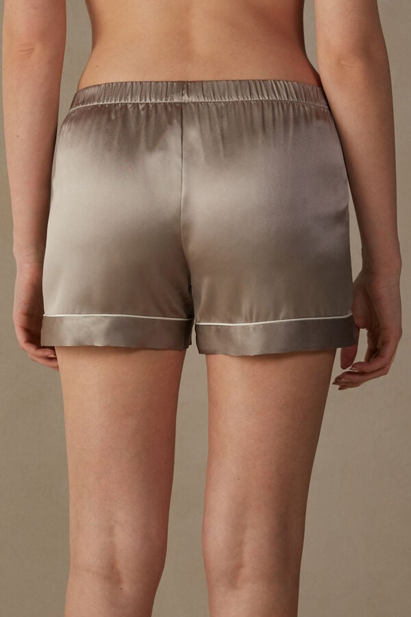 Short Intimissimi Silk With Contrast Trim Mujer Beige | IDMS-24503