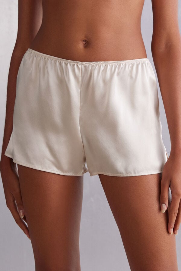 Short Intimissimi Smooth Silk-Satin Mujer Blancos | XJRQ-30697