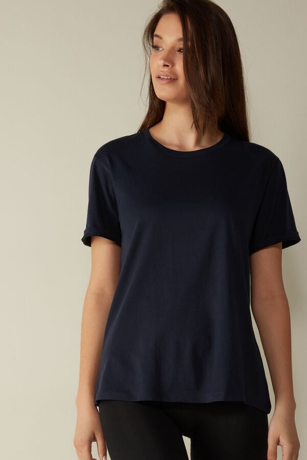 Short Sleeve Intimissimi Superior Cotton Mujer Azules | NZRU-45180