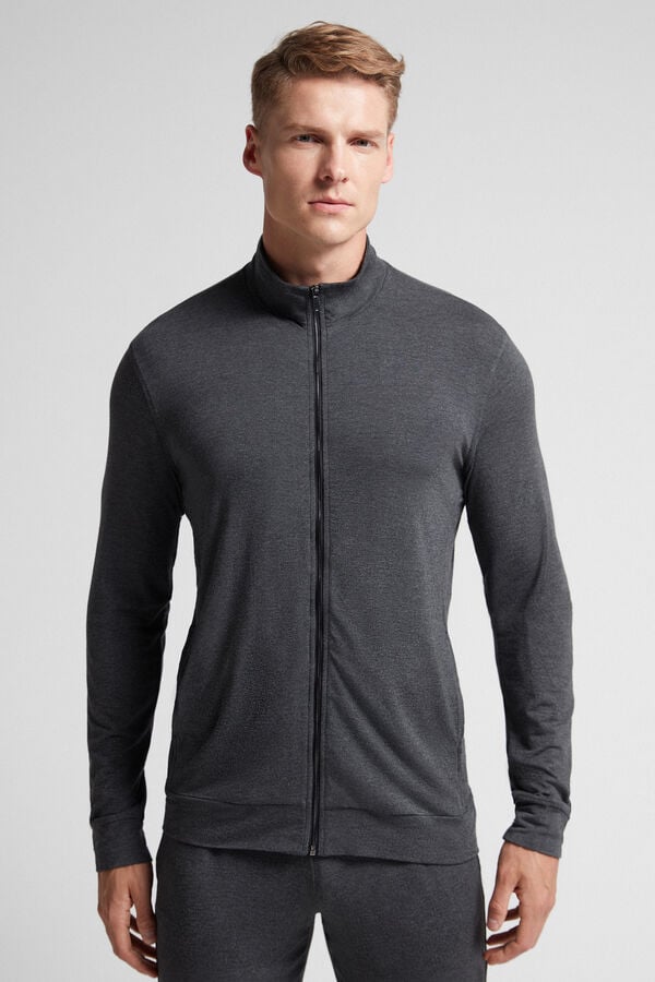 Sudadera Intimissimi Silk And Modal Zip-Up Hombre Grises Oscuro | RPGV-38041