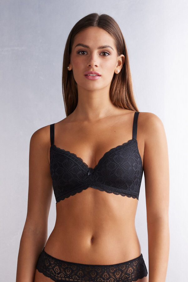 Sujetador Intimissimi Adele Triangle Lace Mujer Negros | HLDT-54639