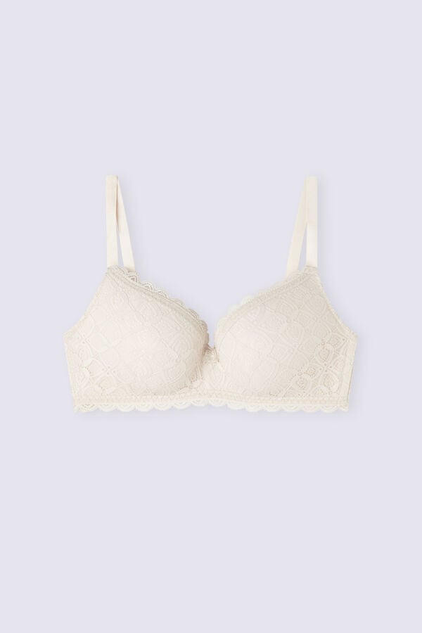 Sujetador Intimissimi Adele Triangle Lace Mujer Creme Rosas | WAZN-20395