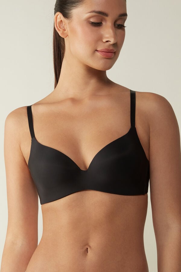 Sujetador Intimissimi Adele Wireless Boost Triangle Ultralight Microfiber Mujer Negros | OJWI-61842