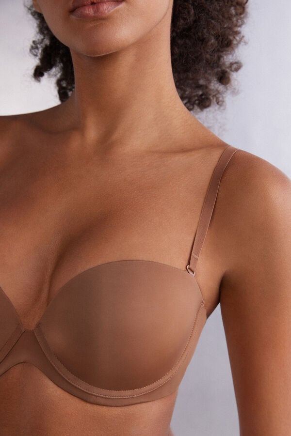 Sujetador Intimissimi Anna Bandeau Ultralight Microfiber Mujer Beige Oscuro | DNJX-90265