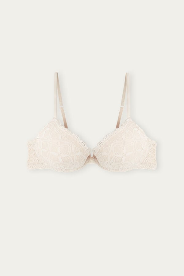 Sujetador Intimissimi Bellissima Push-Up Lace Mujer Creme Rosas | HUZJ-93720