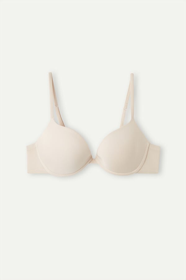 Sujetador Intimissimi Bellissima Push-Up Ultralight Microfiber Mujer Creme Rosas | AMGI-61807