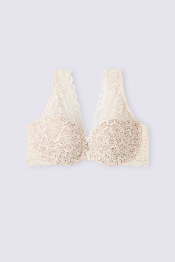 Sujetador Intimissimi Elena Balconette Lace Mujer Creme Rosas | PDZH-79265