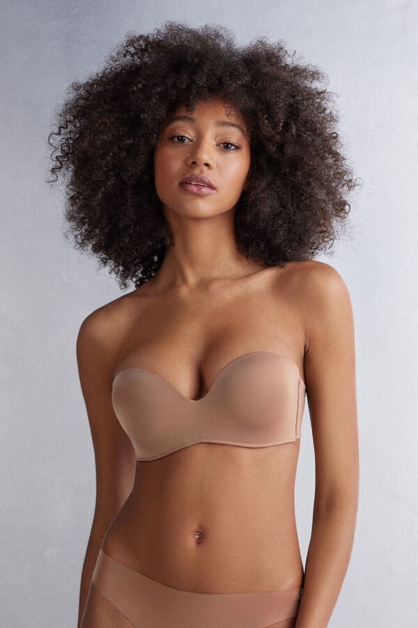 Sujetador Intimissimi Gioia Bandeau Ultralight Microfiber Mujer Beige Oscuro | SOLT-67548