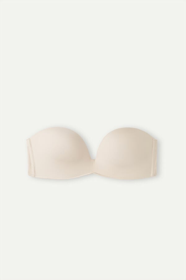 Sujetador Intimissimi Laura Bandeau Ultralight Microfiber Mujer Creme Rosas | FBJG-56742