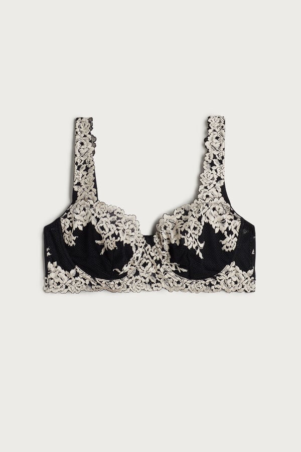 Sujetador Intimissimi Pretty Flowers Daniela Balconette Mujer Negros Blancos | WKML-48169