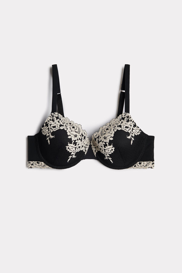 Sujetador Intimissimi Pretty Flowers Francesca Balconette Mujer Negros Blancos | AYSJ-09716