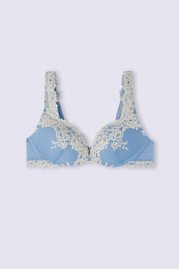 Sujetador Intimissimi Pretty Flowers Gioia Super Push-Up Mujer Azules Blancos | KYFN-76342