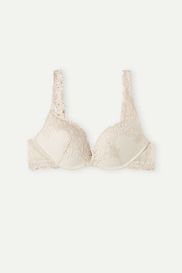 Sujetador Intimissimi Pretty Flowers Gioia Super Push-Up Mujer Creme Rosas | ZMSU-86074