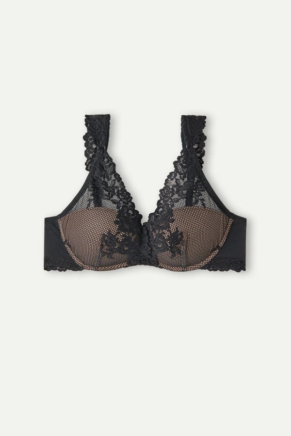 Sujetador Intimissimi Pretty Flowers Giorgia Balconette Mujer Negros | LZGJ-59832