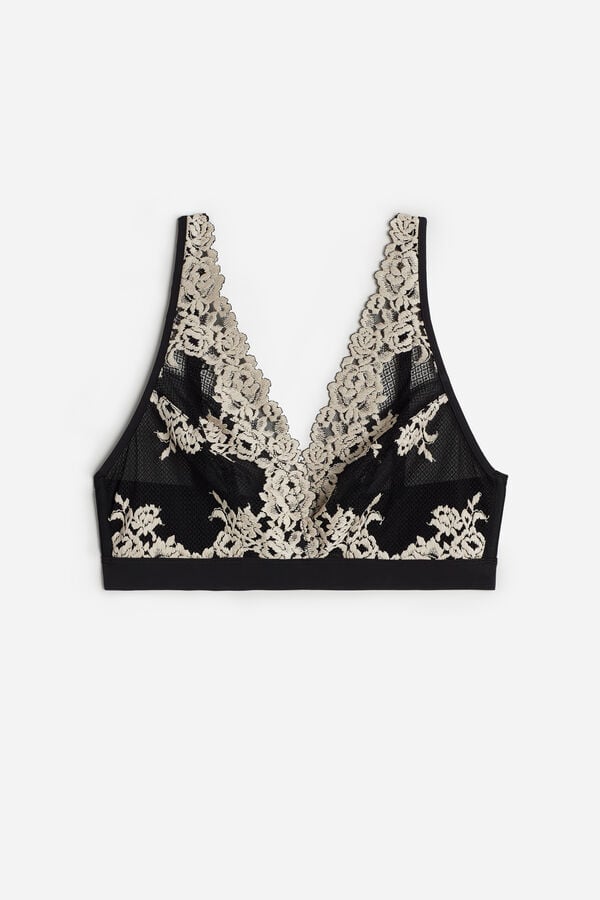 Sujetador Intimissimi Pretty Flowers Lara Triangle Mujer Negros Blancos | MIKF-74052