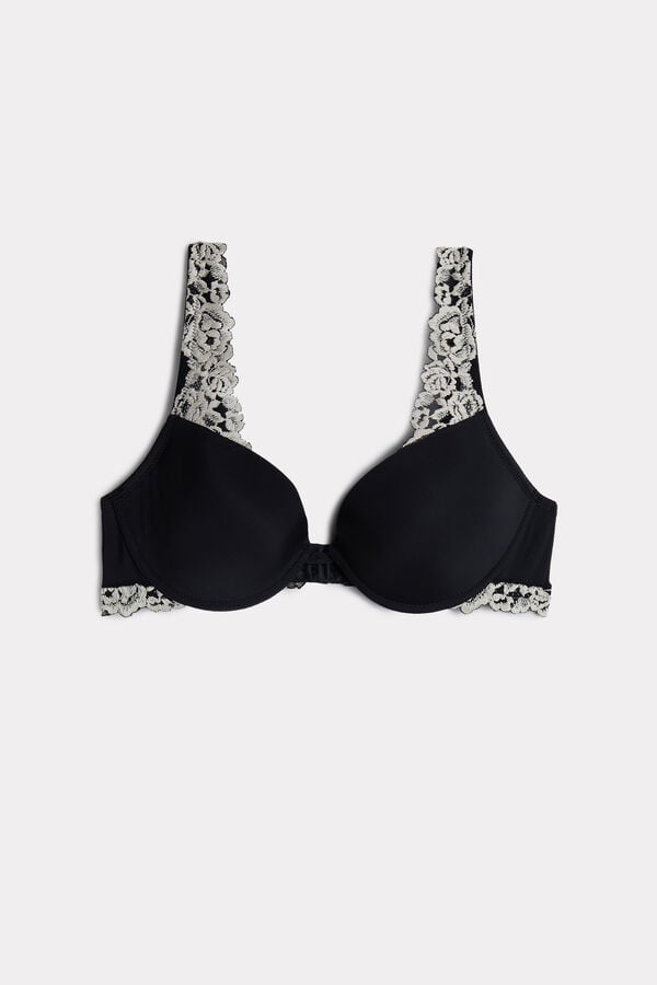 Sujetador Intimissimi Pretty Flowers Microfiber Bellissima Push-Up Mujer Negros Blancos | KCFM-51623