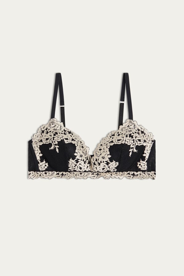 Sujetador Intimissimi Pretty Flowers Tiziana Triangle Mujer Negros Blancos | VLEP-60187