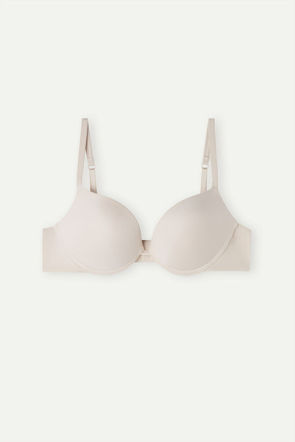 Sujetador Intimissimi Simona Super Push-Up Ultralight Microfiber Mujer Creme Rosas | XLWD-47916