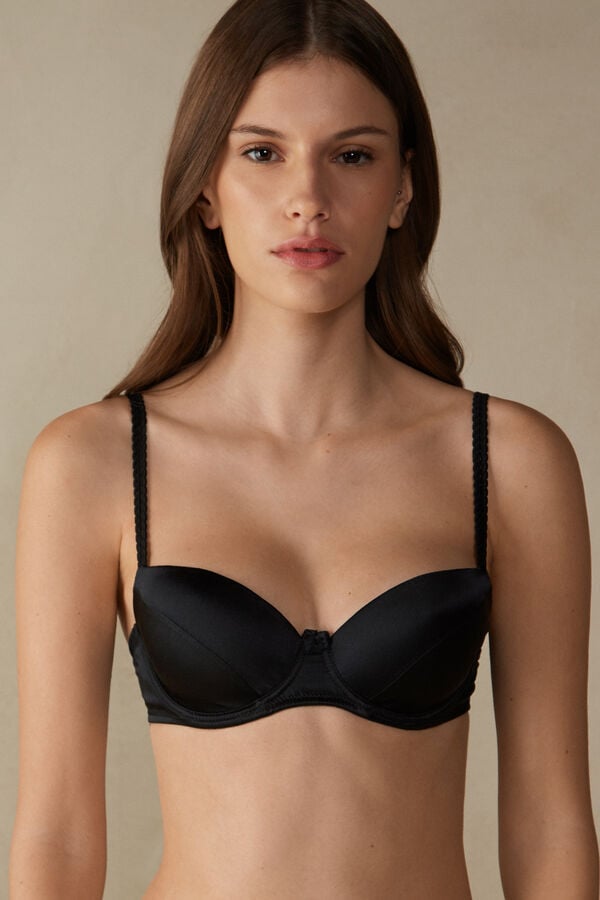 Sujetador Intimissimi Sofia Natural Lift Balconette Silk Mujer Negros | HJSI-58274