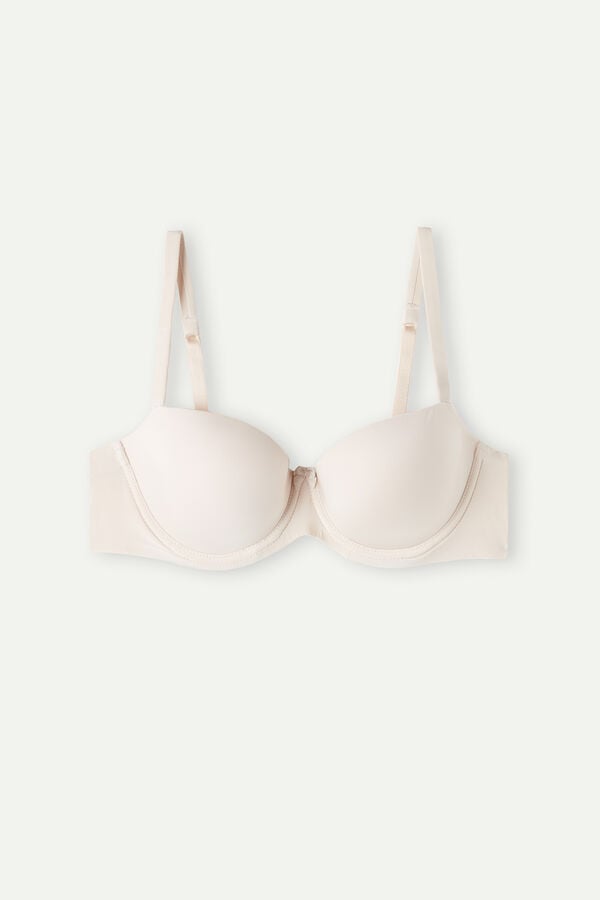 Sujetador Intimissimi Sofia Natural Lift Balconette Ultralight Microfiber Mujer Creme Rosas | PXZM-42036