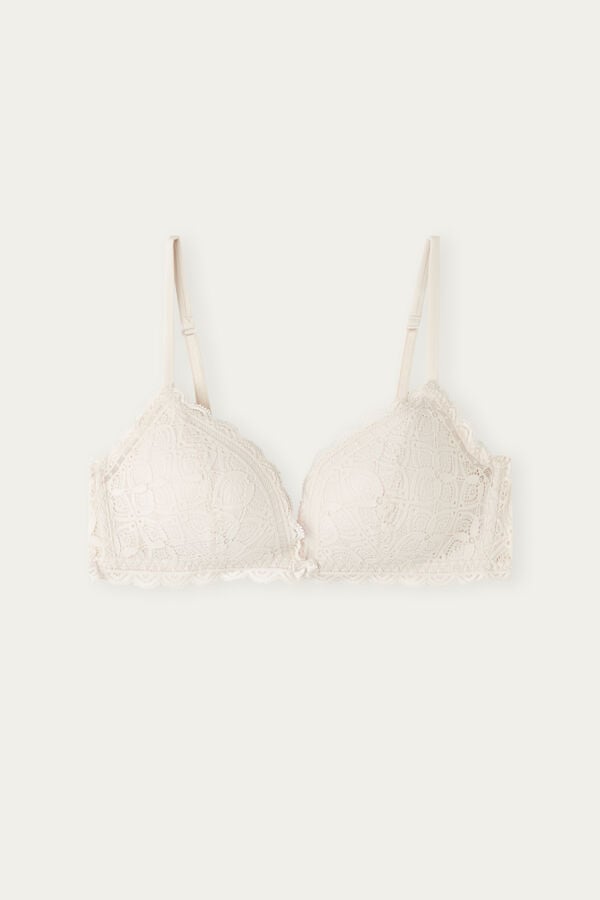 Sujetador Intimissimi Tiziana Triangle Lace Mujer Creme Rosas | LVWU-09865