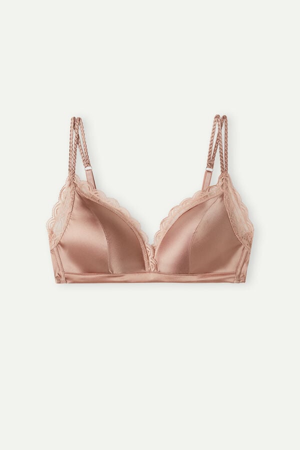 Sujetador Intimissimi Tiziana Wireless Plunge Triangle Silk And Lace Mujer Rosas | TFHN-37521