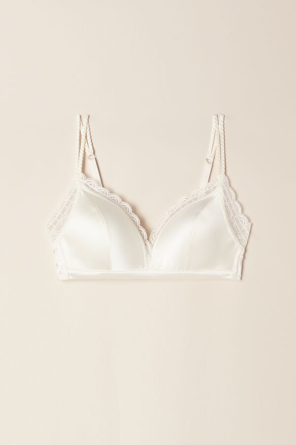 Sujetador Intimissimi Tiziana Wireless Plunge Triangle Silk And Lace Mujer Blancos | QEHP-51630