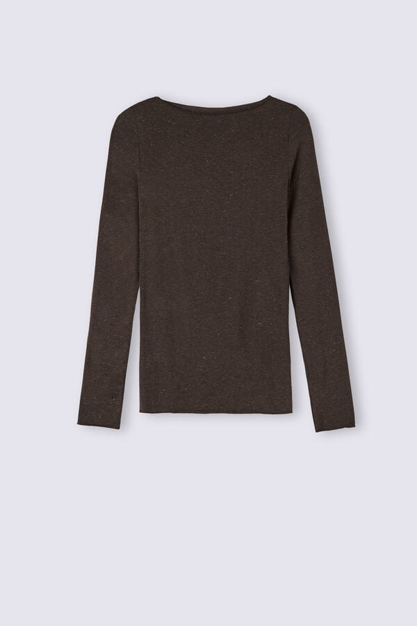 Suéter Intimissimi Crewneck In Modal Light With Cashmere Lamé Mujer Marrom | ZSOP-39251