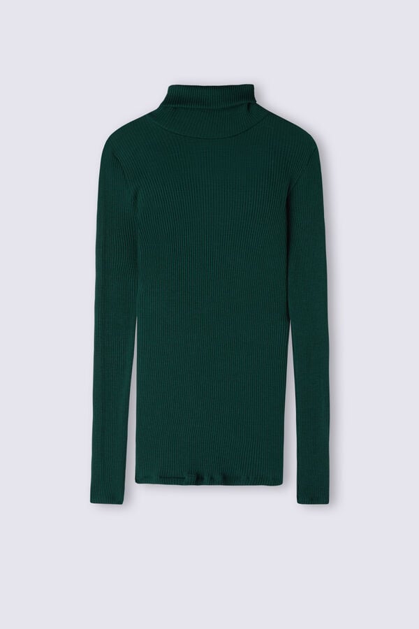 Suéter Intimissimi High-Neck Tubular In Wool And Silk Mujer Verdes | WCNY-85701