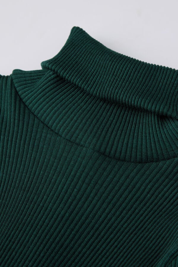 Suéter Intimissimi High-Neck Tubular In Wool And Silk Mujer Verdes | WCNY-85701