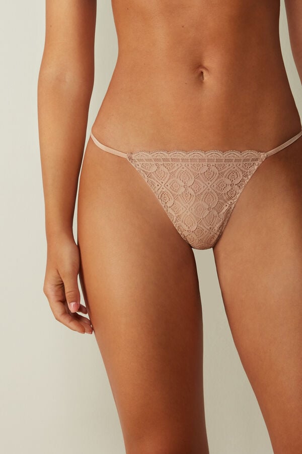 Tanga Intimissimi Lace String Mujer Naranjas Beige | TLFX-08739